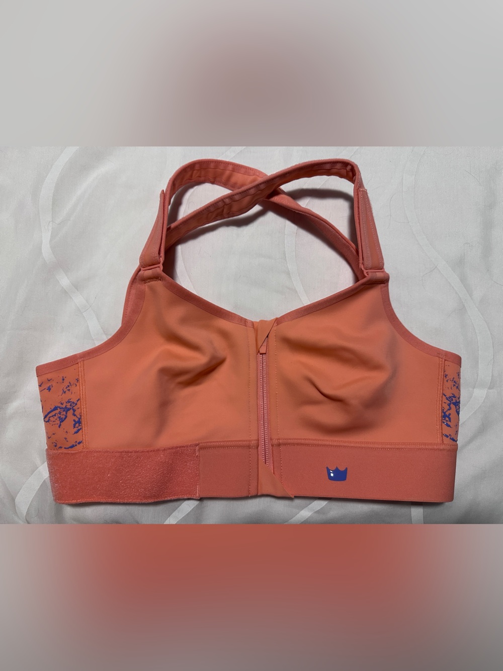 Shefit sherbet orange workout bra Front-Zip